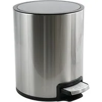 spirella Kosmetikeimer RIKU, Treteimer mit Softclose-Absenkautomatik, herausnehmbarem Inneneimer, Anti-Fingerprint-Beschichtung, 5L, silber
