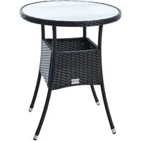 ESTEXO Gartentisch Beistelltisch Tisch Polyrattan Rattan Balkontisch Rund Schwarz