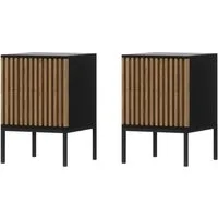 MOEBLO Nachttisch Meteor (Nachttisch 2er Set - Nachttisch Nachtkommode Nachtschrank Nachtkonsole Beistelltisch Schlafzimmer, 2-St), (HxTxB):60x40x40 cm