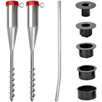 Kamelio Bodenhülse 2xMetall Sonnenschirmständer Ø25-55mm Schirmständer für Wäschespinne, für Sonnenschirm, Wäschespinne, (5 Adapter)