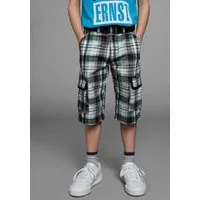 KIDSWORLD Shorts 2tlg. Bermudas mit Gürtel, Karierte Cargo-Bermudas (Set, 2-tlg., mit Gürtel) mit Textilgürtel