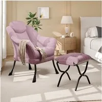 GarveeMore Ohrensessel mit klappbarem FußHocker,bequeme Lounge-Sessel, Relaxsessel für kleine Wohnungen,Wohnzimmer und Schlafzimmer