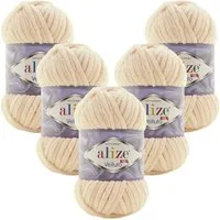 Alize 5 x ALIZE Velluto Häkelwolle, 68 m, Chenillegarn,Kuschelweich für Babydecken, Amigurumi,Samtwolle