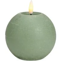 matches21 HOME & HOBBY LED-Kerze LED Kugel-Kerze Echtwachs-Kerze flackernd, Ø 10x9 cm, Salbeigrün (1-tlg), Mit beweglicher Flamme & Timer für Adventskranz