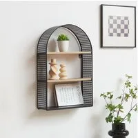 en.casa Wandregal, »Jäller« mit 3 Ablagen Metall 53 x 35 x 14 cm Schwarz