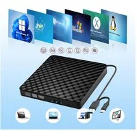 PRIISF External CD DVD +/-RW ROM Optical Drive Rewriter Writer USB 3.0,Type-C DVD-Brenner (Slim CD/DVD ROM Portable Laufwerk Brenner, DVD 8x/CD 24x, Für alle Notebook Desktop PC Laptop-Mac OS,Windows11)