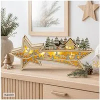 HTI-Living Schwibbogen LED Lichterbogen Sternschnuppe (1-tlg), Beleuchtete Weihnachtsdeko aus Holz, batteriebetrieben
