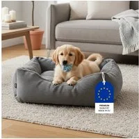 skølm Tierbett Eir, mit waschbarem Bezug, wasserdicht, grau, 90x65x26 cm