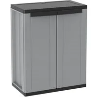 Kreher Mehrzweckschrank Kunststoffschrank mit 1 Boden (Schwarz/Grau)