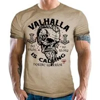 LOBO NEGRO® T-Shirt für Wikinger Fans im Used Vintage Retro Look - Valhalla is Calling