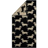 Cawö Duschtücher WE LOVE DOGS, 80 x 150 cm, Beige, Schwarz, Baumwolle (1-St), Made in Germany, mit Öse zum Aufhängen, 500 g / m²