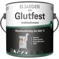 Jaegerlacke Metallschutzlack Hitzelack Glutfest 571 für Metalloberflächen, mattschwarz, hitzebeständig bis 600°C Rotglut