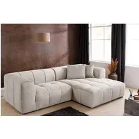 riess-ambiente Ecksofa ZERO GRAVITY 240cm beige - Cord, Rundumbezug, Ottomane beidseitig, Einzelartikel 1 Teile, Gemütlicher 3-Sitzer - ideal für Wohn- und Esszimmer oder Loft-Wohnung