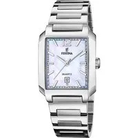 Festina Quarzuhr On The Square F20679/2, Armbanduhr, Damenuhr, Edelstahlarmband, Datum