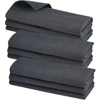 Engelland Geschirrtuch Poliertuch, (Vorteils-Set, 9-tlg., Waffel-Pique), 100 % Baumwolle, integrierte Aufhängeschlaufe, 70 x 50 cm