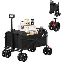Woltu Bollerwagen (1-tlg), faltbar, mit Bremsen Doppelrädern, 80 kg belastbar