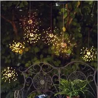 MARELIDA LED Solarleuchte LED Solar Gartendeko FEUERWERK 90 warmweiße LED 26cm Sensor hängend, LED Classic, warmweiß (2100K bis 3000K)