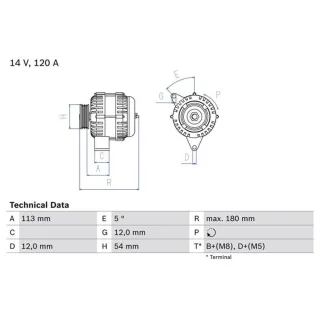Bosch Lichtmaschine 120A Alfa Fiat Lancia 0986083300