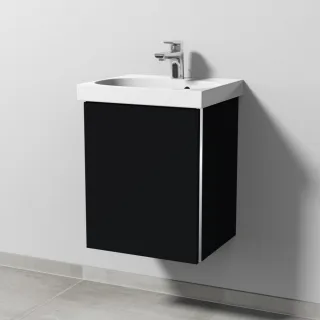 Sanipa 3way Waschtischunterbau zu Geberit Acanto Waschtisch mit 1 Tür, Schwarz-Matt BS41308