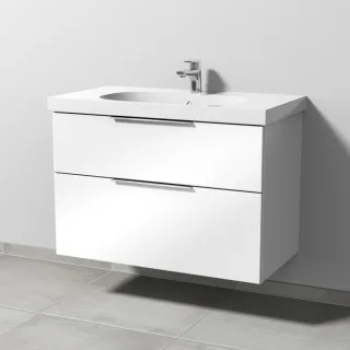 Sanipa 3way Waschtischunterbau zu Geberit Acanto Waschtisch mit 2 Auszügen, Weiß-Glanz UF41878