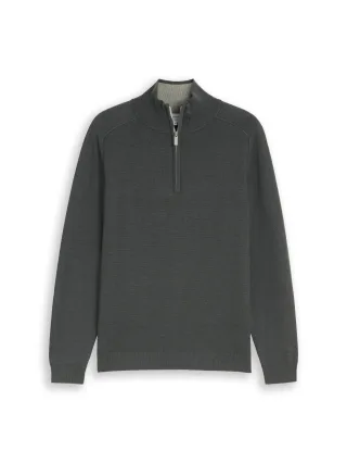 Tom Tailor - Troyer Strickpullover aus Baumwolle darkest olive melange - Gr. - XXXL