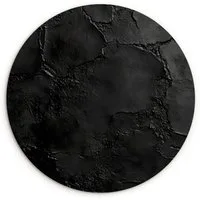 MuchoWow Gemälde Schwarz - Farbe, Fotodruck (1 St), Kreis Wanddekoration, Rundes Wandbild, 30x30 cm
