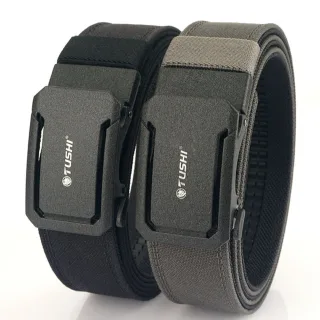 TUSHI 120cm Mens Automatic Buckle Tactical Belt Military Sturdy Nylon Belt for Outdoor Work Business Police Duty