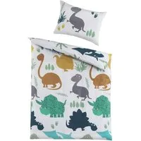 soma Babybettwäsche Baumwolle Renforce Garnitur 100x135 cm + 40x60 cm Dino Welt blau, Baumwolle, 2 teilig, sale baby bettwäsche set 100% Baumwolle Geschenkidee