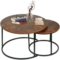 JEOBEST Couchtisch Wohnzimmertisch Runder Satztisch, Metallgestell Kaffeetisch, (2er Set), Beistelltisch Durchmesser: ⌀60 cm und ⌀40 cm