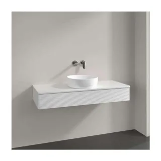 Villeroy und Boch Antao Waschtisch-Unterschrank K10150MT 120x19x50cm, Hahnloch, Waschbeckenplattenfarbe Lack, white matt lacquer