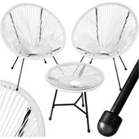 tectake Essgruppe 2 Gartenstühle Santana mit Tisch, (Set., 3-tlg), Elastische Stränge aus Polyethylen