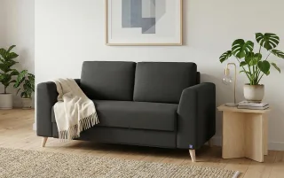BRUNO Schlafsofa 120cm in Anthrazit | Klassik | stabiles Massivholz & Boxspringkomfort