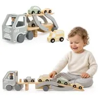 Mamabrum Spielzeug-Auto Mamabrum Holz Autotransporter mit Autos LKW Spielzeug Kinder