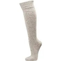 TippTexx 24 Trachtensocken 2 Paar Trachten-Kniestrümpfe Tweedgarn mit Wolle, Zopfmuster (2 Paar) mit extralangem Schaft zum Umschlagen