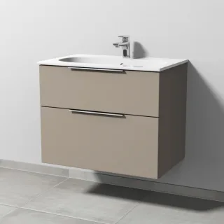 Sanipa 3way Waschtischunterbau zu Geberit Acanto Slim Waschtisch mit 2 Auszügen, Sandgrau-Matt UF41167
