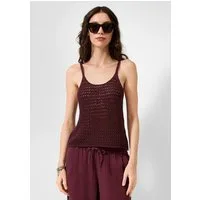 QS Rundhalspullover Strickpullunder Ajourstrick-Top mit Glitzereffekt