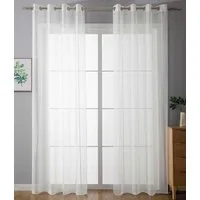 Gardinenbox Gardine (2 St), Ösen, transparent, Voile, Ösenvorhänge Voile »Uni« Bleibandabschluß 20332-cn2