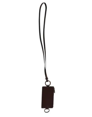 Brauner Kalbsleder-Lanyard-Logokartenhalter Geldbeutel