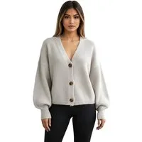Worldclassca Cardigan WORLDCLASSCA Cardigan Oversize V-Neck Button Strickjacke Ballonärmeln Neue Kollektion - Stilvolle und gemütliche Strickmode für Damen