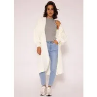 SASSYCLASSY Longstrickjacke Oversize Strickjacke Damen lang Elegant Winter Lässiger Maxi Cardigan aus weichem Grobstrick mit Ballonärmeln