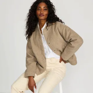 Fleecejacke in Curly-Optik für Damen, Damen, size: regular, Beige, Polyester, by Lands' End