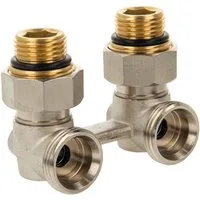 tecuro Heizkörper Hahnblock-Verschraubung für 2-Rohrbetrieb, 50 mm, Eckform