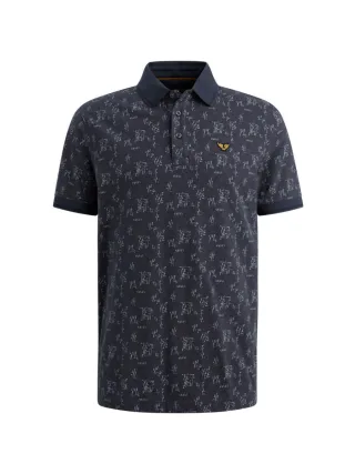 PME Legend - Poloshirt mit Allover-Print blau - Gr. - S