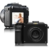 Fine Life Pro 48MP Digital Camera, 4K HD 1080P Photo Camera, Kompaktkamera (inkl. Built-in 7 Colour Filters, 18X Digital Zoom with, Two Cameras on the Front and Back, 64GB TF Card, WiFi Functionality)