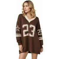 Worldclassca Longpullover WORLDCLASSCA Oversized Strickpulllover College 23 Pulli V-Ausschnitt Neue Kollektion - Stilvolle und gemütliche Strickmode für Damen