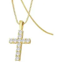 ROUGEMONT Kreuzkette Damen Moissanit Kreuz Halskette 1,0ct 925 Sterling Silber, Echtschmuck