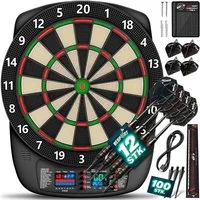 RE:SPORT Dartscheibe RE:SPORT® Elektronische Dartscheibe mit 12x darts, 24x flights, 1x, (100 Pfeilspitzen & Zubehör E Dartautomat für 1–8 Spieler, mit 427 Varianten Elektrisches Dartboard LED Anzeige), Elektronisch Profi Set mit 12 Pfeilen + 24 Pro 