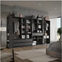 Vicco Kleiderschrank Elmo, Anthrazit, 50 x 200 cm 5er Set (5-St)