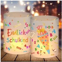LuxusKollektion Windlicht Windlicht Tischdeko 12 Schulanfang Schulkind 2024 Einschulung Deko