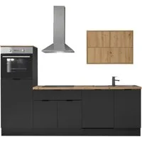 KOCHSTATION Küchenzeile KS-Georgia, mit 38mm starker Arbeitsplatte, Breite 260 cm, wahlweise mit E-Geräten und Kühlschrank